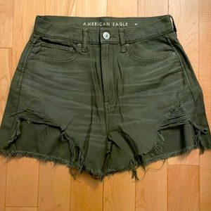 American eagle army green ripped shorts
